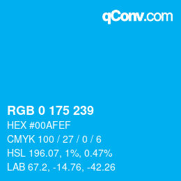 カラーコード: RGB 0 175 239 | qconv.com