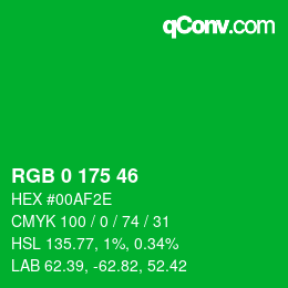 Color code: RGB 0 175 46 | qconv.com