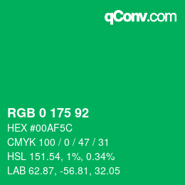 カラーコード: RGB 0 175 92 | qconv.com