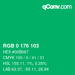 颜色代码: RGB 0 176 103 | qconv.com