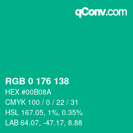 Farbcode: RGB 0 176 138 | qconv.com