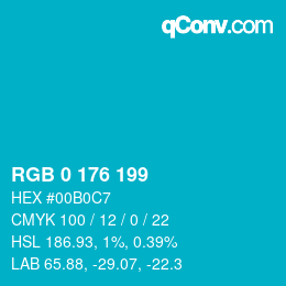 Color code: RGB 0 176 199 | qconv.com