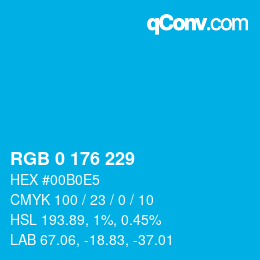 颜色代码: RGB 0 176 229 | qconv.com