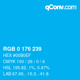 Color code: RGB 0 176 239 | qconv.com