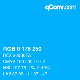 Color code: RGB 0 176 250 | qconv.com