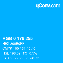 Color code: RGB 0 176 255 | qconv.com