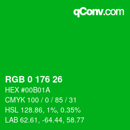 Color code: RGB 0 176 26 | qconv.com