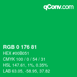 Color code: RGB 0 176 81 | qconv.com