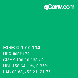 Color code: RGB 0 177 114 | qconv.com