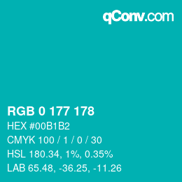 Color code: RGB 0 177 178 | qconv.com
