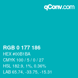Color code: RGB 0 177 186 | qconv.com