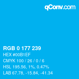 Color code: RGB 0 177 239 | qconv.com