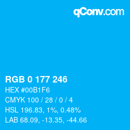 カラーコード: RGB 0 177 246 | qconv.com