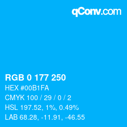 Color code: RGB 0 177 250 | qconv.com