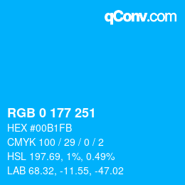Color code: RGB 0 177 251 | qconv.com