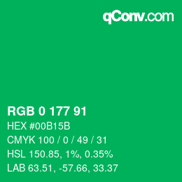 カラーコード: RGB 0 177 91 | qconv.com