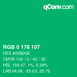 Color code: RGB 0 178 107 | qconv.com