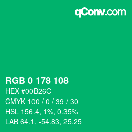 Color code: RGB 0 178 108 | qconv.com