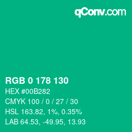 Color code: RGB 0 178 130 | qconv.com