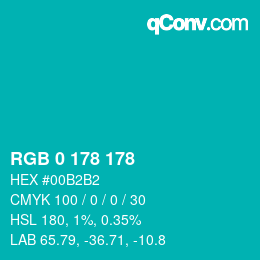 カラーコード: RGB 0 178 178 | qconv.com