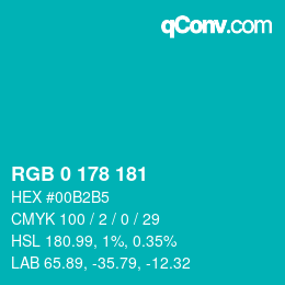 カラーコード: RGB 0 178 181 | qconv.com