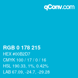 Color code: RGB 0 178 215 | qconv.com