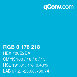 Color code: RGB 0 178 218 | qconv.com