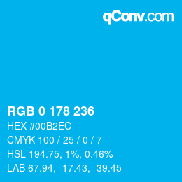 Color code: RGB 0 178 236 | qconv.com