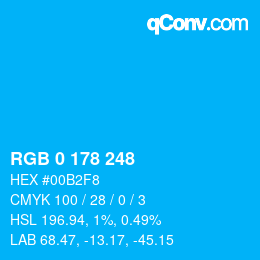Color code: RGB 0 178 248 | qconv.com