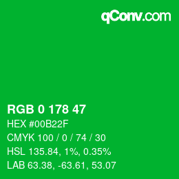 Color code: RGB 0 178 47 | qconv.com