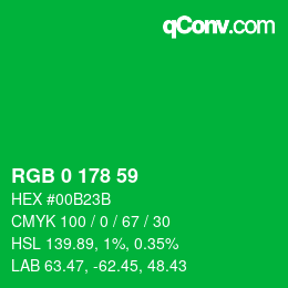 Color code: RGB 0 178 59 | qconv.com