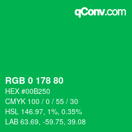 Color code: RGB 0 178 80 | qconv.com