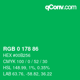Color code: RGB 0 178 86 | qconv.com