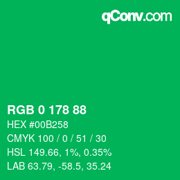 Color code: RGB 0 178 88 | qconv.com