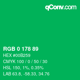 Color code: RGB 0 178 89 | qconv.com