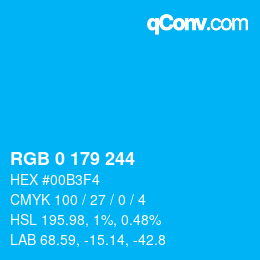 颜色代码: RGB 0 179 244 | qconv.com