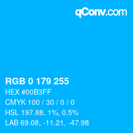 カラーコード: RGB 0 179 255 | qconv.com