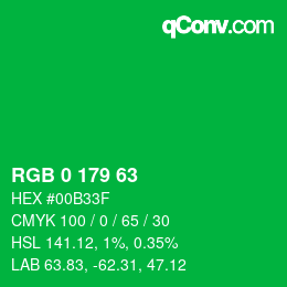 Color code: RGB 0 179 63 | qconv.com