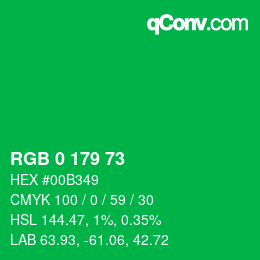 Color code: RGB 0 179 73 | qconv.com