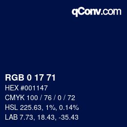 Color code: RGB 0 17 71 | qconv.com