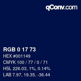 Color code: RGB 0 17 73 | qconv.com