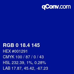 カラーコード: RGB 0 18.4 145 | qconv.com