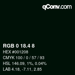 カラーコード: RGB 0 18.4 8 | qconv.com