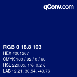 カラーコード: RGB 0 18.8 103 | qconv.com