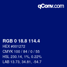 カラーコード: RGB 0 18.8 114.4 | qconv.com