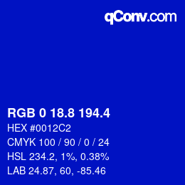 カラーコード: RGB 0 18.8 194.4 | qconv.com