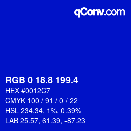 カラーコード: RGB 0 18.8 199.4 | qconv.com