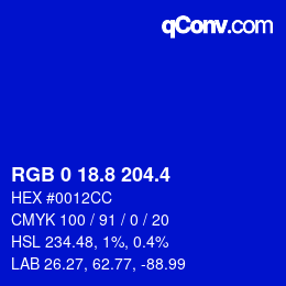 カラーコード: RGB 0 18.8 204.4 | qconv.com