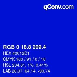 カラーコード: RGB 0 18.8 209.4 | qconv.com