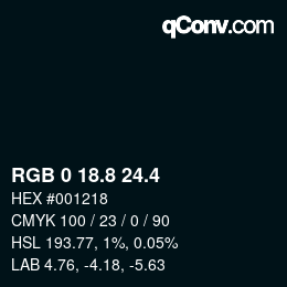 カラーコード: RGB 0 18.8 24.4 | qconv.com
